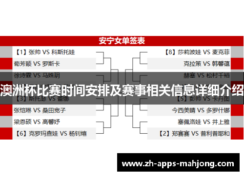 澳洲杯比赛时间安排及赛事相关信息详细介绍